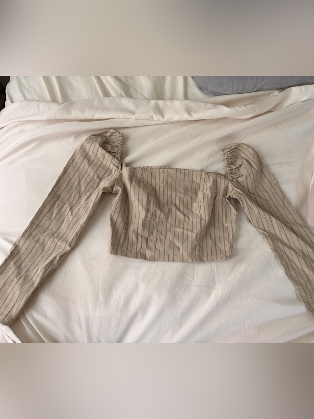 Urban Outfitters Square neck Striped Beige Crop Top